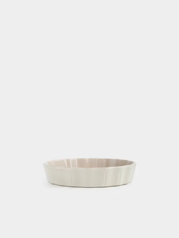 Baking dish, 24 cm, ceramic, round, milky beige, Cakes new, image-0