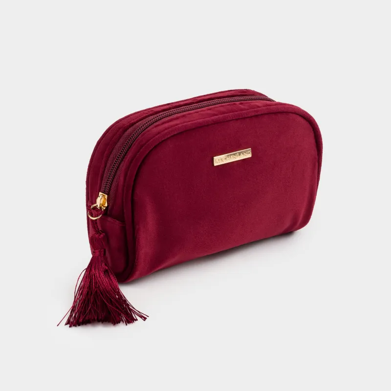 Cosmetic bag, 18x12 cm, with brush, velvet, color, Velvety, image-1