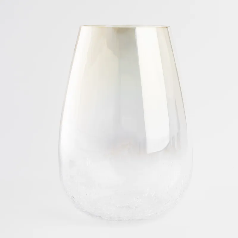 Flower vase, 26 cm, glass, beige gradient, Craquelure, Ice, image-2