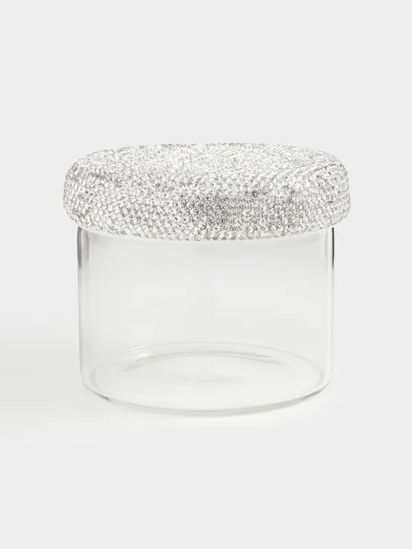 Storage container, 10x9 cm, 450 ml, B glass / rhinestones, Crystal decor, image-0