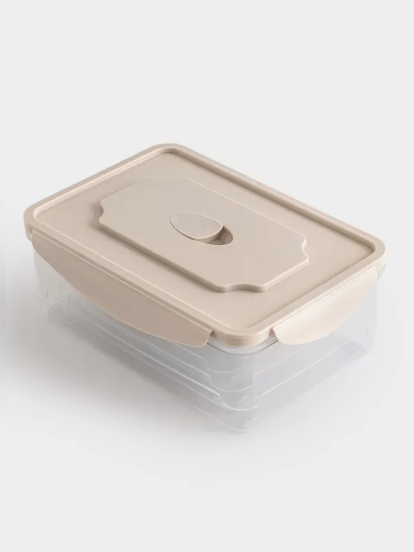 Container set, 3 pcs, with clips, with flap, Plastic, Rectangular, Pastel, Clip, image-2