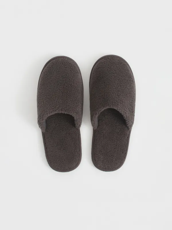 Men's slippers, homewear, size 40-41, faux fur, dark grey, Plush, image-1