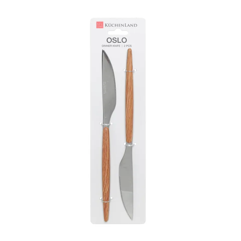 Table knife, 2 pcs, steel / plastic, brown, Oslo, image-1