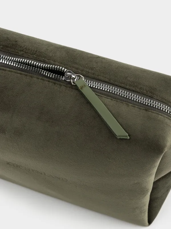 Makeup bag, 25x17 cm, velvet, green, Velvety, image-3