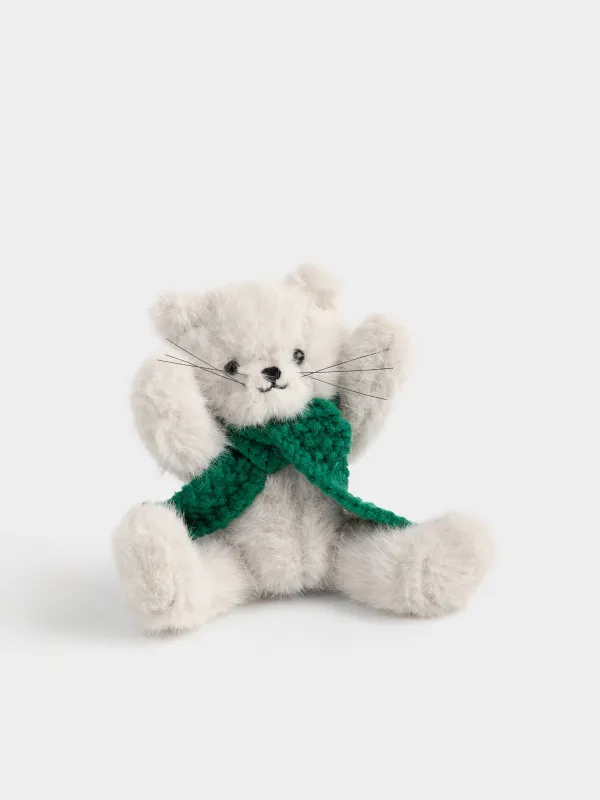 Toy, 20 cm, soft, with movable paws, polyester, beige, Cat, Cat, image-3