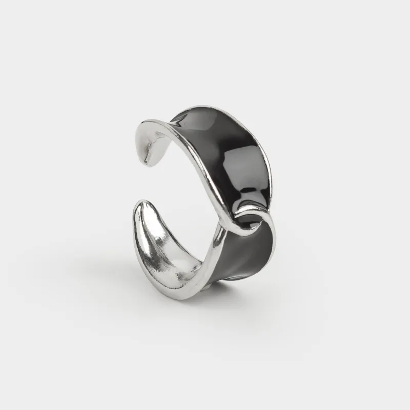 Ring, size S-M, single size, metal / acrylic, golden beige, Jewelry