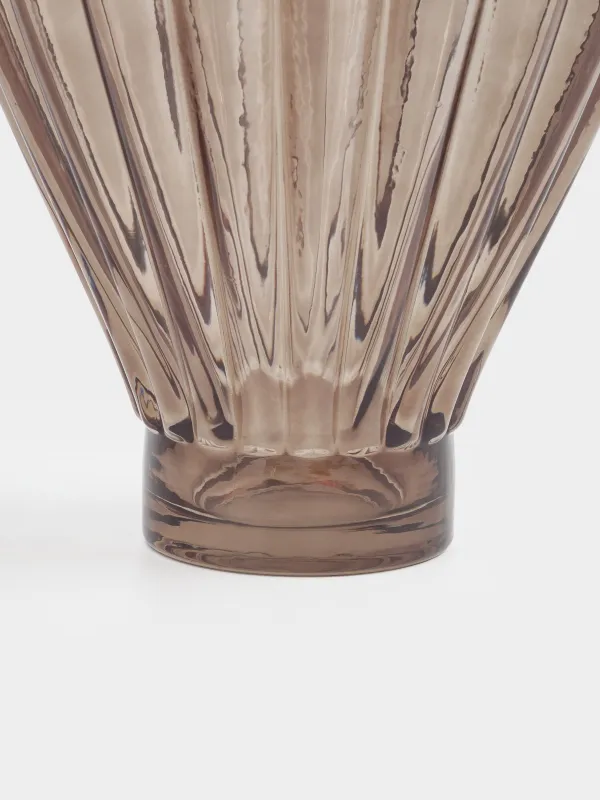 Flower vase, 27 cm, glass, brown, Ribedic, image-3