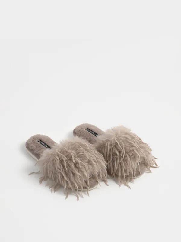 Women's slippers, homewear, size 36-37, faux fur, brown, Downy, image-5