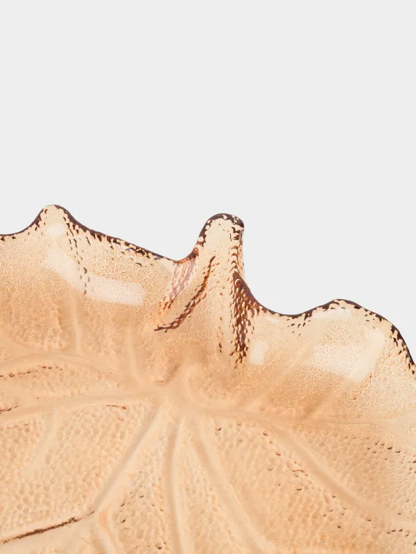 Dish, 25x24x4cm, glass, brown, Maple leaf, Leaves, image-3