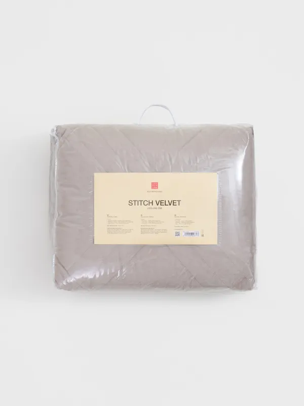 Bedspread, 220x240 cm, quilted, velvet/microfiber, gray-purple, Rhombuses, Stitch velvet, image-6