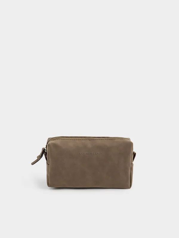 Cosmetic bag, 20x10 cm, polyurethane, rectangular, dark brown, Krast, image-0