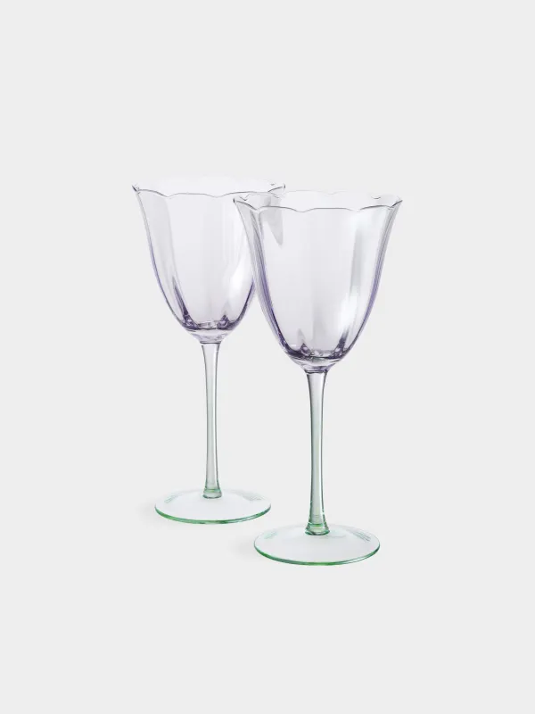 Drinking glass, 340 ml, 2 pcs, glass, purple-green, Flevertino, image-2