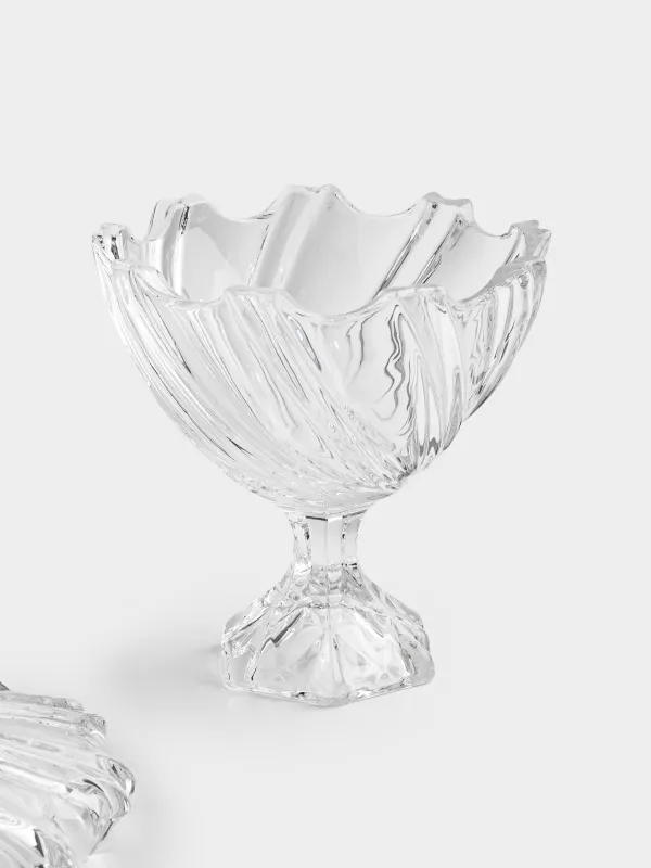 Candy bowl, 14x23 cm, 480 ml, on a leg, with a lid, glass R, Torsido, image-6