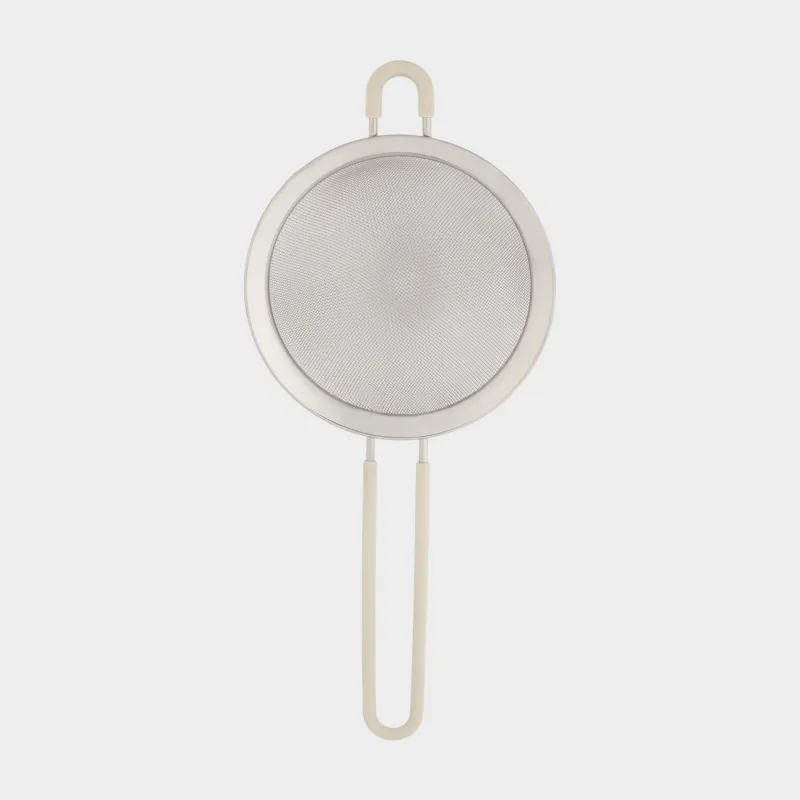 Strainer, 14 cm, with handle, steel / silicone, beige, Tammy