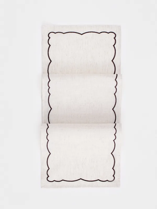 Table runner, 40x160 cm, polyester / linen, beige, Vintage, Melange outline, image-0