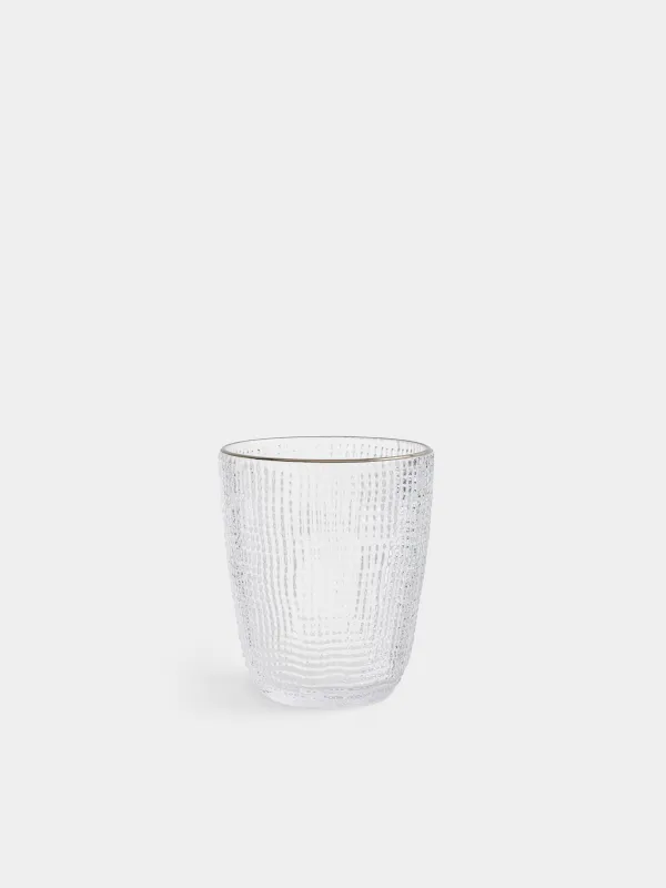 Glass, 10 cm, 320 ml, glass P, with silver edging, Grain silver, image-0