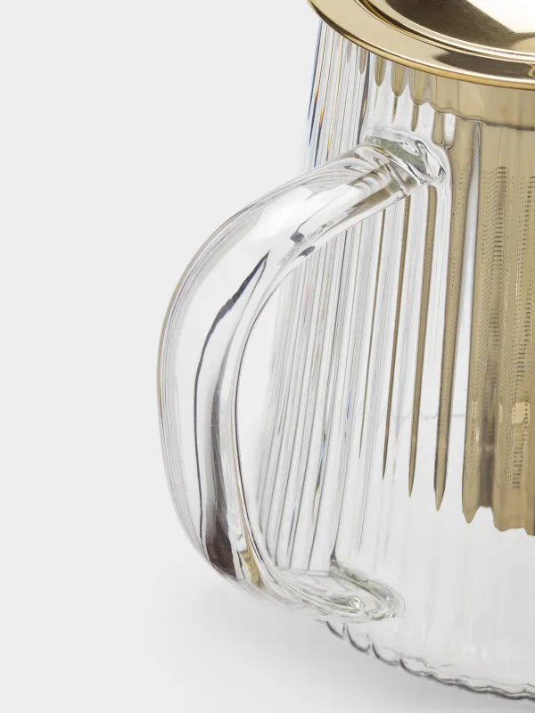 Teapot, 900 ml, glass B, golden, Ribby gold, image-1