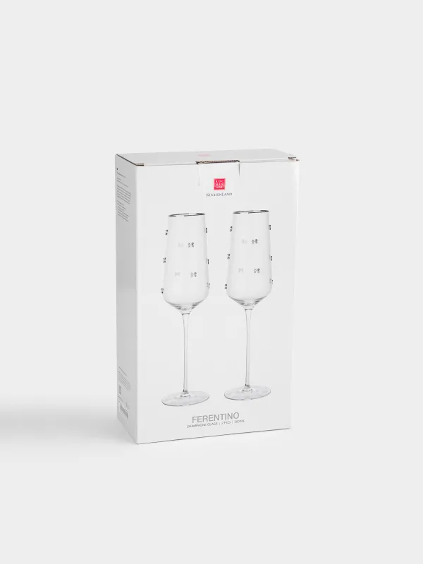 Drinking glass, 300 ml, 2 pcs, crystal glass, with silver edging, Ferentino, image-4