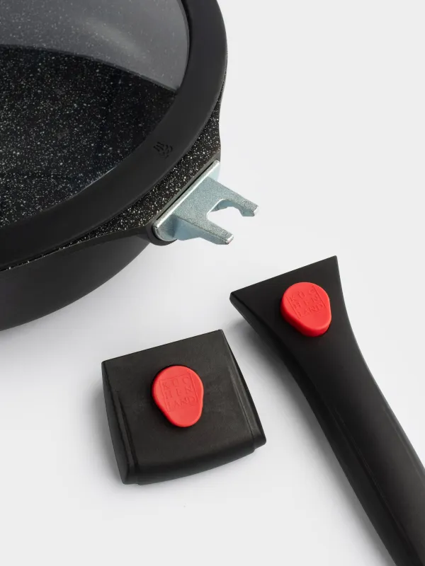 Saucepan, 28 cm, with lid, 3 removable handles, coated, aluminum, Solution Red 2, image-7