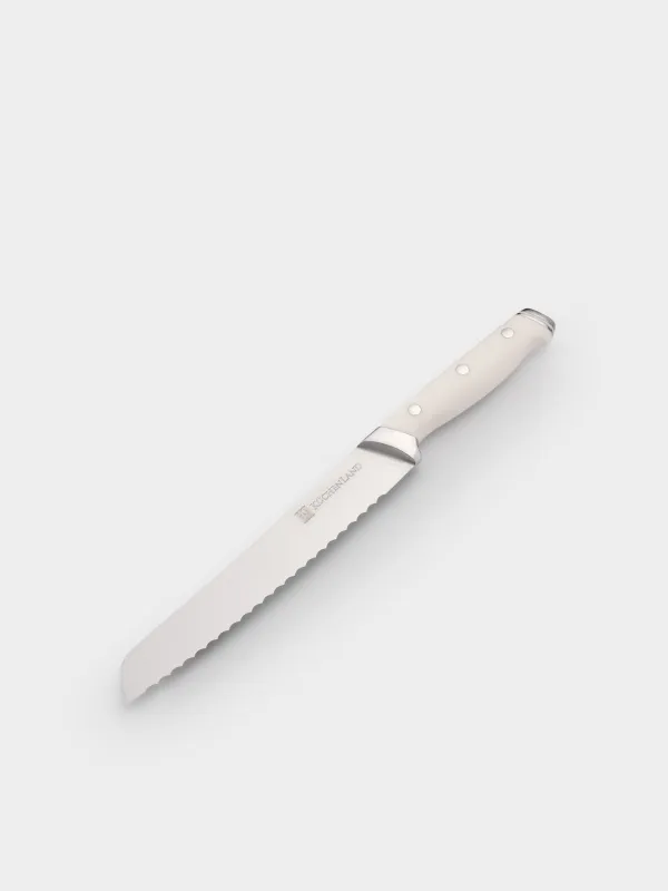 Bread knife, 20 cm, steel / plastic, white, Solo white, image-1