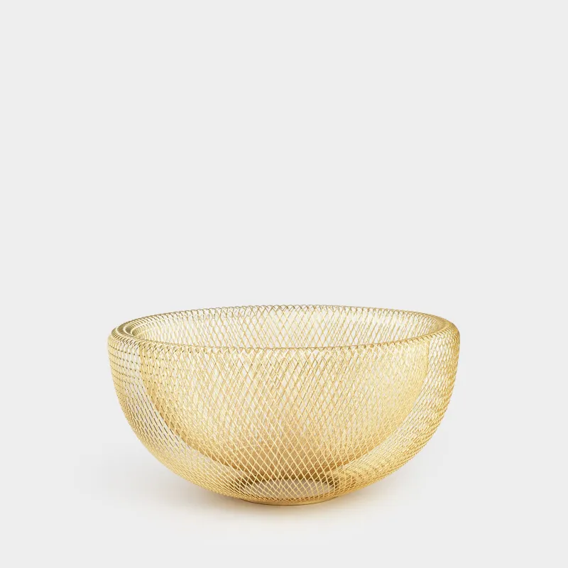 Fruit basket, 30 cm, metal, gold, Mesh, Twist cell
