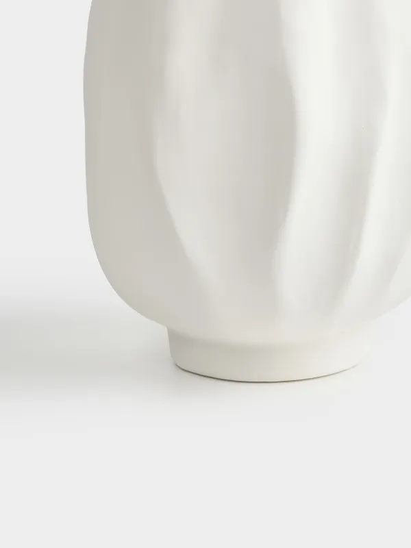 Flower vase, 34 cm, ceramic, milky, Bends, Crumple, image-3
