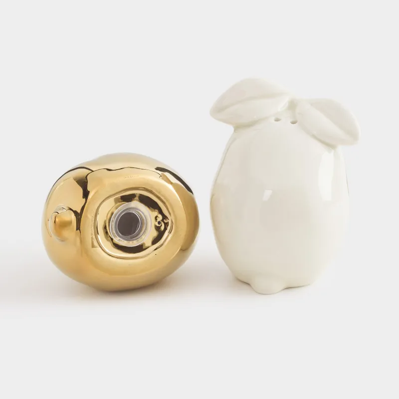 Salt and pepper set, 8 cm, porcelain P, milky golden, Lemons, Sicily, image-5
