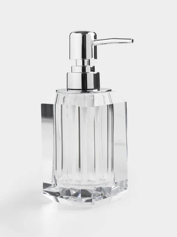 Liquid soap dispenser, 200 ml, Glass / metal, Facets, Shower Crystal Glance, image-1