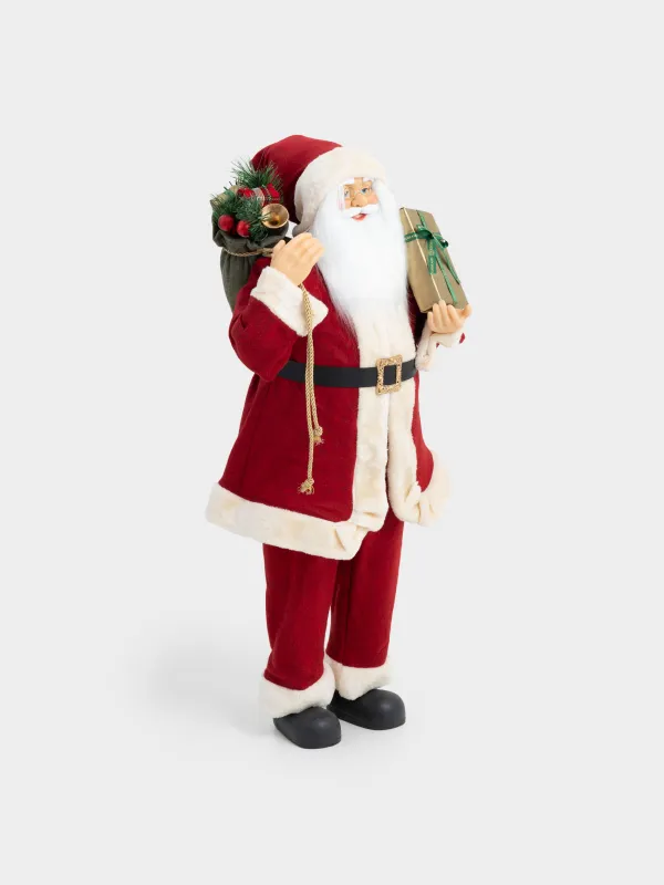 Decorative item, 1.2 m, soft, plastic / polyester, Santa with bag and gift, Magic time, image-3