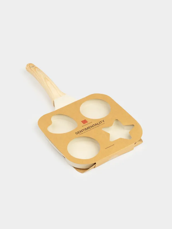 Egg and pancake pan, 19 cm, 4 compartments, coated, aluminum, beige, Shapes, Sentimentality, image-6