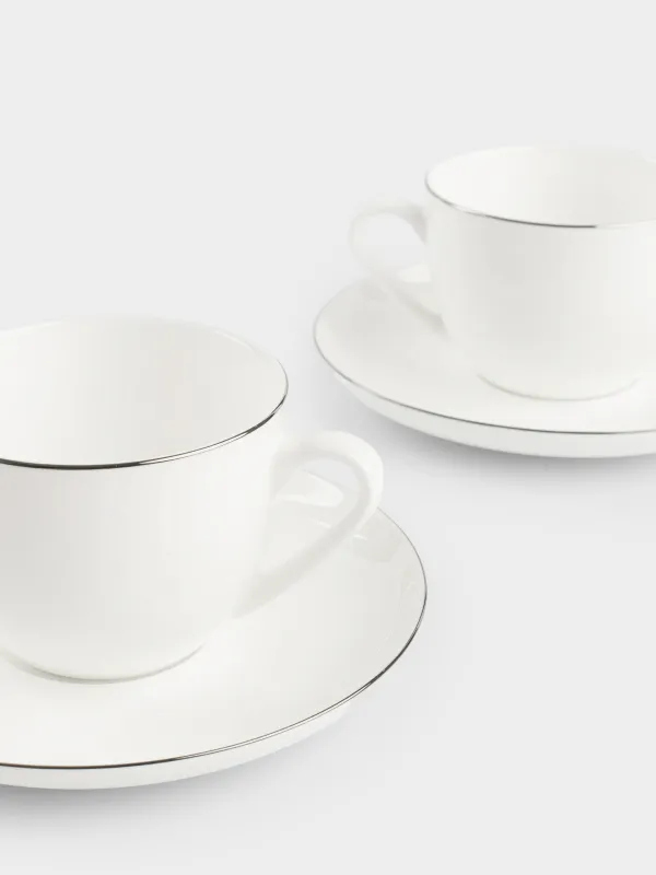 Tea pair, 2 persons, 4 items, 250 ml, porcelain F, white, Ideal silver, image-1