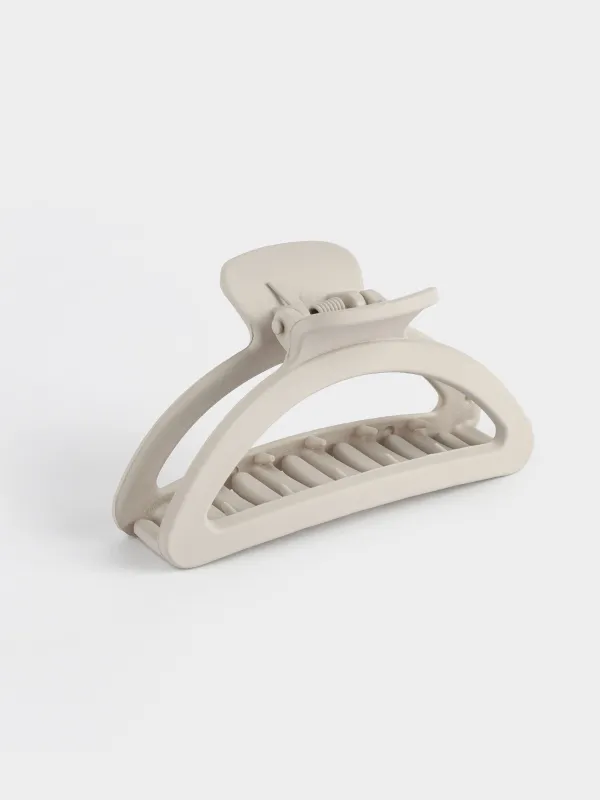 Hair clip, 9 cm, Acrylic / metal, grey, Crab, Hair basic, image-0