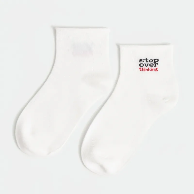 Women's socks, size 36-38, cotton/polyester, white, Simplify your life, Slogan