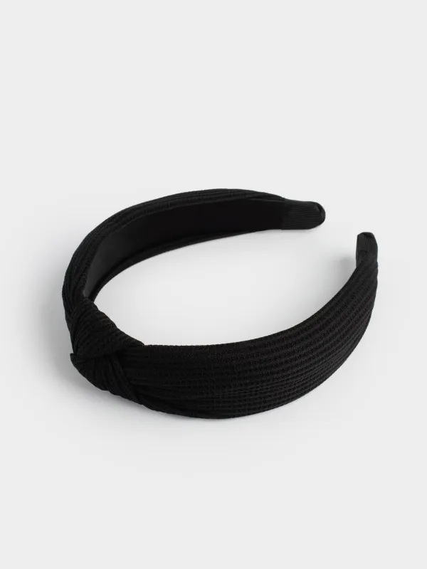 Hair band, 13x15 cm, polyester / plastic, Black, Basic, image-3