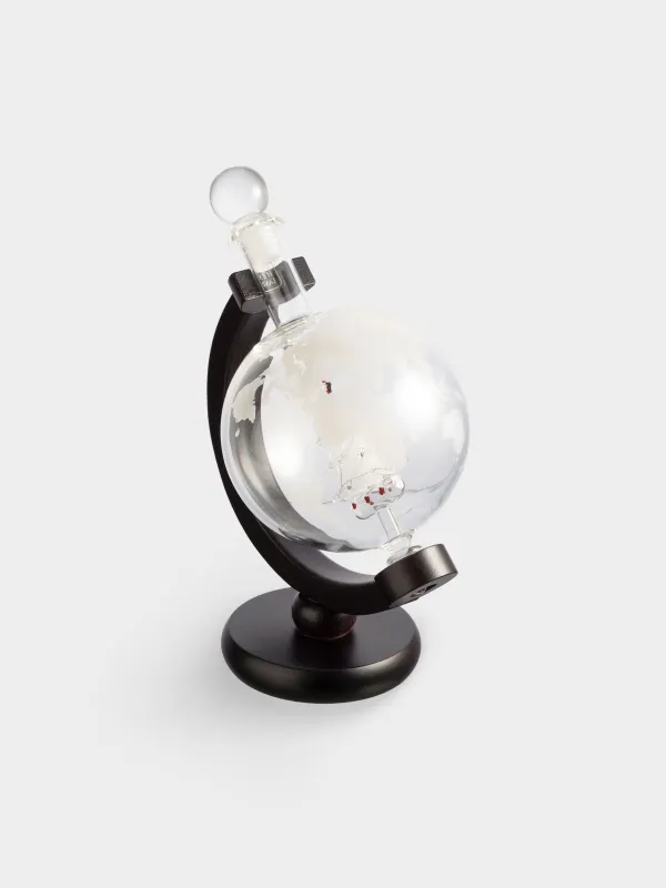 Decanter, 650 ml, on a stand, B glass / wood, Globe with ship, Bar, image-4