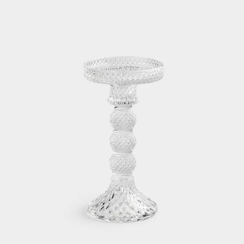 Candle holder, 16 cm, for one candle, on a leg, glass, Naiad