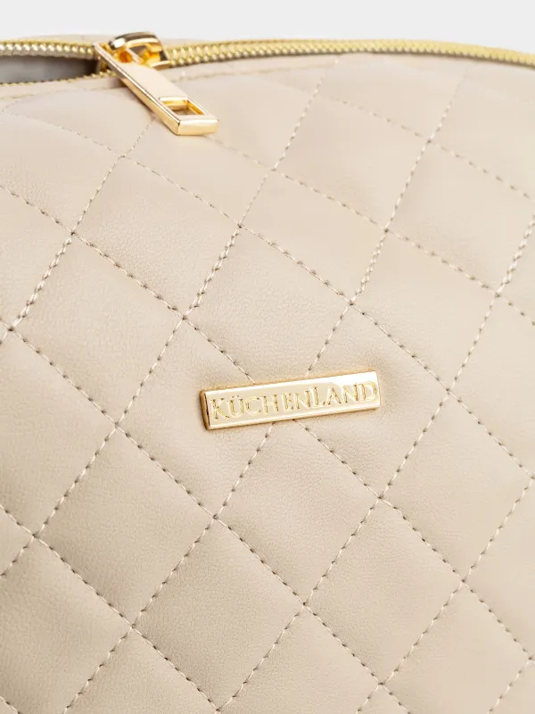 Cosmetic bag, 25х18 cm, quilted, polyurethane, beige, Quilted, image-3