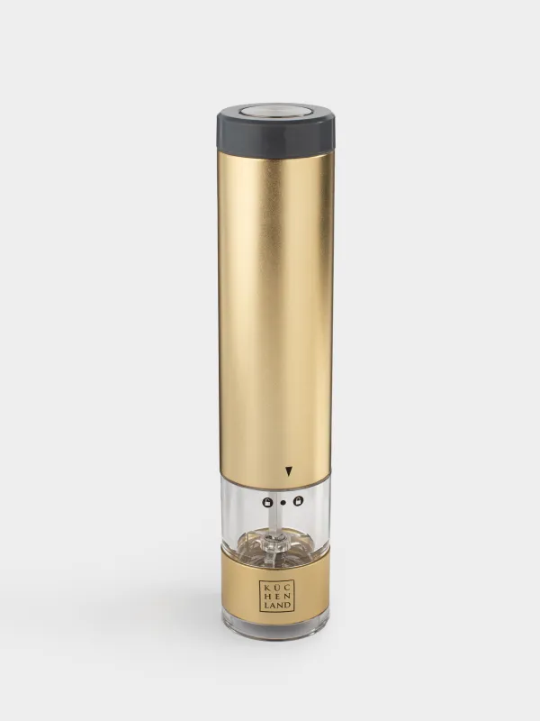 Spice mill, 22 cm, Electric, metal / plastic, LED W, Golden, Piquant, image-1