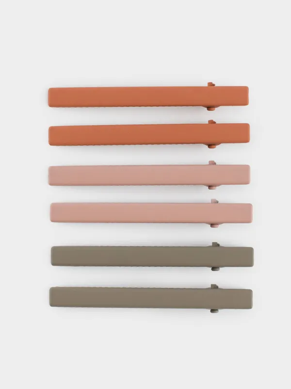 Hair clip, 6 cm, 6 pcs, metal, Color mix, Basic, image-0