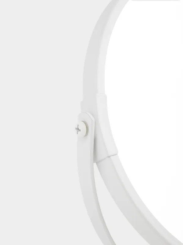 Table mirror, 19x18/15 cm, double-sided, metal, round, white, Vesta, image-1