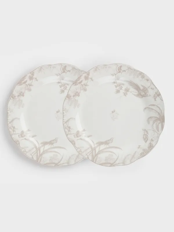 Dinner plate, 27 cm, 2 pcs, porcelain P, white and beige, Jungle, Tropical, image-0