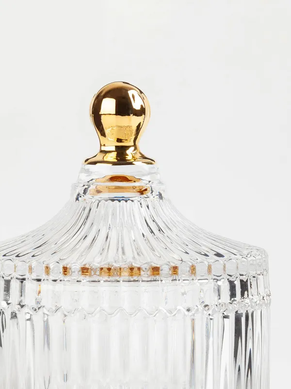 Storage container, 11x12 cm, 210 ml, glass R, with gold handle, Selene, image-3