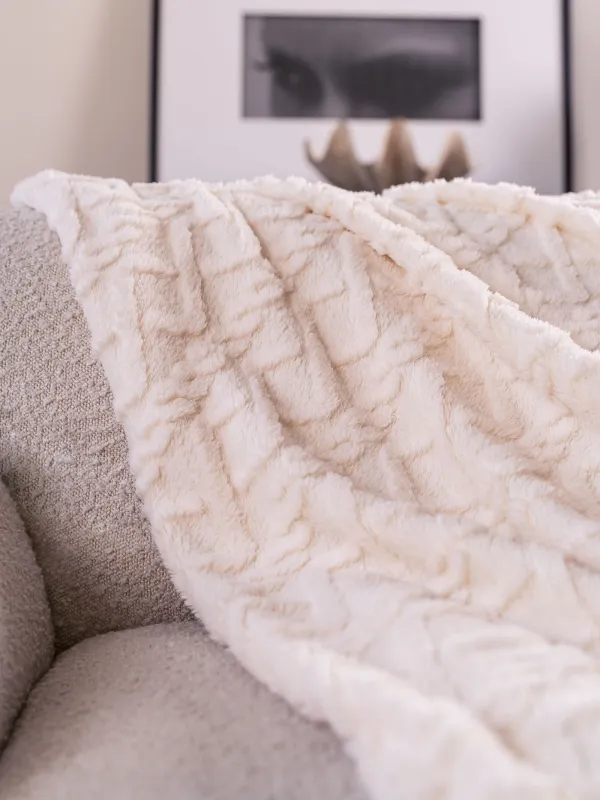 Blanket, 130x170 cm, Sherpa, gray, Braids, Sherpa, image-4