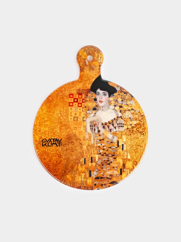 Coaster, 23x18 cm, with handle, ceramic / cork, Gold Adele, Klimt, Art Adele, image-0