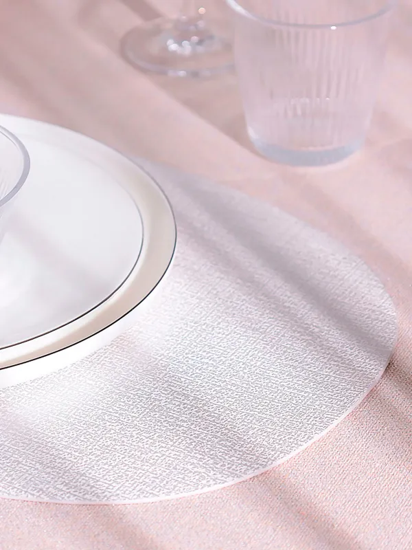 Placemat, 30x45 cm, PVC, oval, white, Silver drops, Rock, image-4