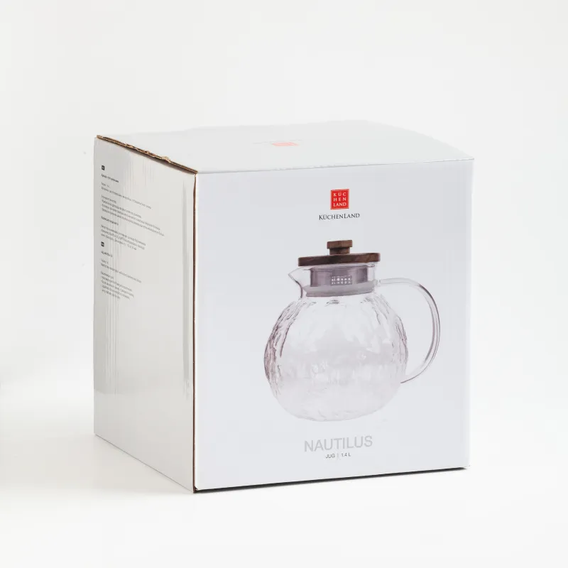 Jug, 1,4 l, with filter cap, Used glass / wood, Nautilus, image-6