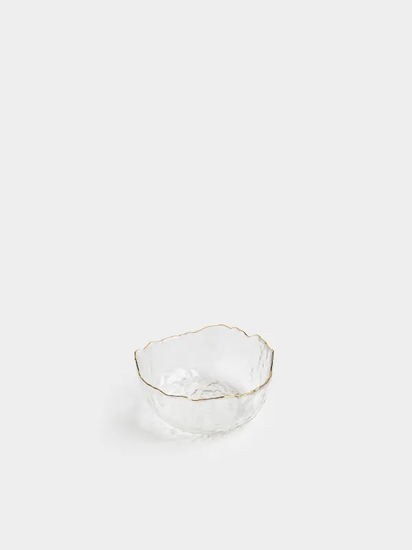 Bowl, 13x6 cm, glass, with golden edging, Nautilus gold, image-1