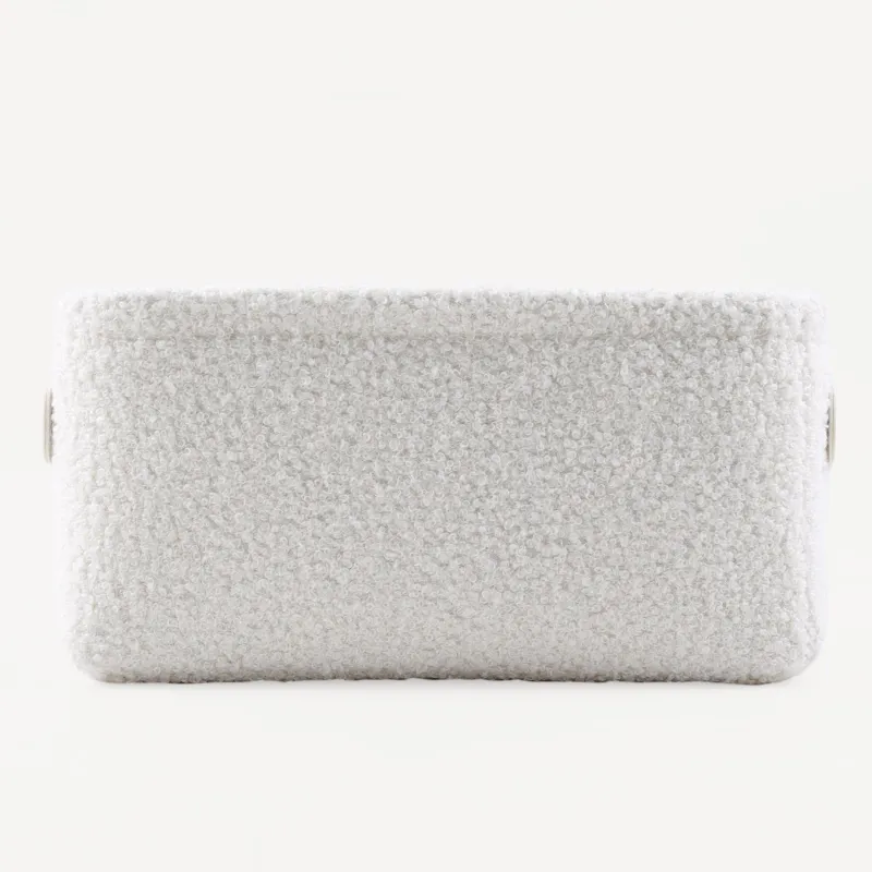 Storage basket, 25x19x12 cm, with handles, boucle, rectangular, milk, Boucle, image-2