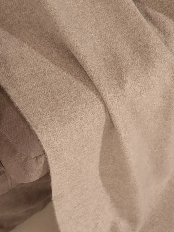 Plaid, 130x170 cm, fringed, polyester, light brown, Neutral, image-3