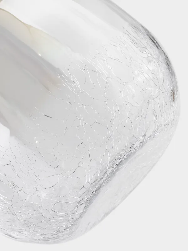 Flower vase, 26 cm, glass, beige gradient, Craquelure, Ice, image-3